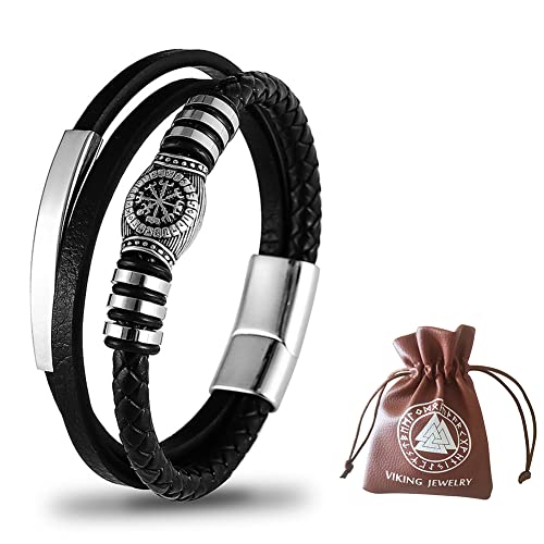 DPGOLDP Wikinger Leder Armband Edelstahl Vegvisir Magnetverschluss...
