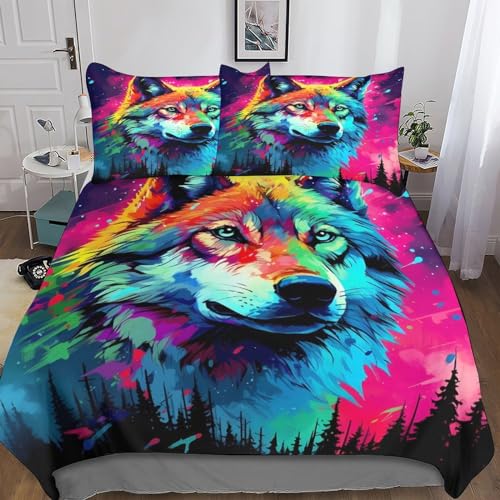 Housse de couette loup microfibre 200x200 avec fermeture éclair pratique - 5