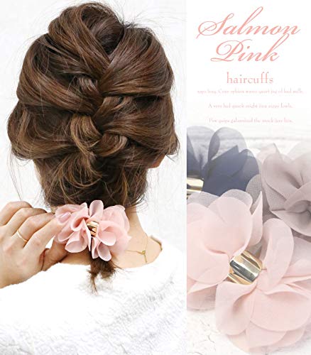 Amazon | ヘアカフス シフォン フラワー ポニー フック ヘア 