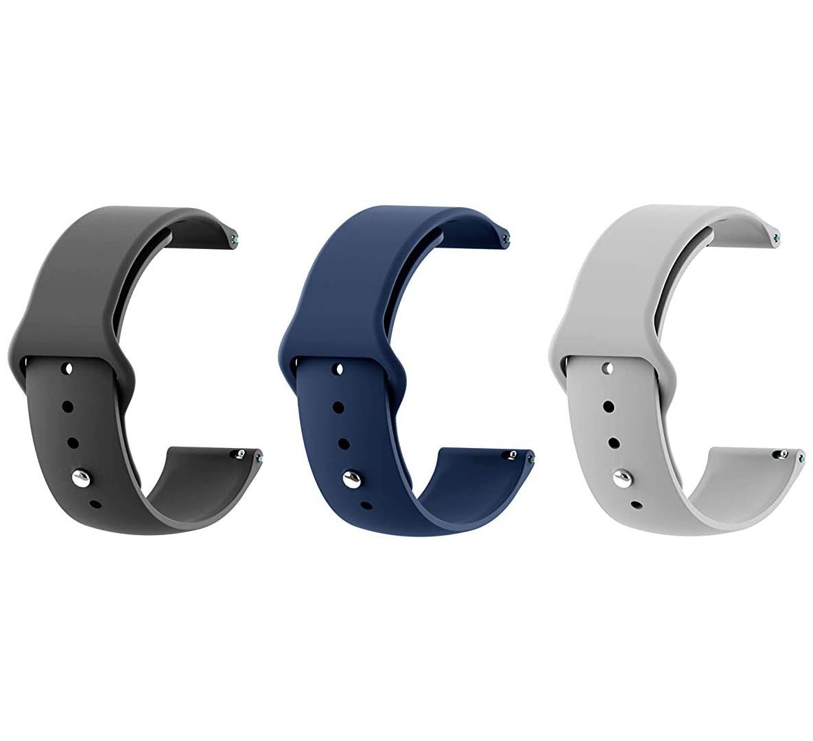 ZOVC 22MM Compatible Strap for Noise Evolve3/Core 2/Core 2 Buzz/Endure /Active /Colourfit Pro 3/Assist/Pro 4/Pro4 max/Colourfit Pulse 2/Pulse 2 Max/Pulse Buzz/ Pulse Grand/X Fit 2/Colourfit Icon 2/Caliber/Vision 2/Colourfit Ultra 2/Ultra 2e/Ultra Buzz/Ultra 2 Buzz/Colorfit Fusion/Ultra SE/Amazfit pace/Stratos/Stratos+/Stratos 3/GTR3/GTS3/Gear S3 Frontier / S3 Classic/ Galaxy watch 46mm / Amazfit Pace (PACK 3) (22MM, BLACK/BLUE/GREY)