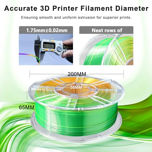 Image of iBOSS Silk Tri-Color Filament, Gold Green Purple Silk PLA+ Filament 1.75mm + /- 0.02mm, PLA Plus 3D Printer Silk Filament Color Change 1kg(2.2lbs) Spool, Fit for Most FDM 3D Printers