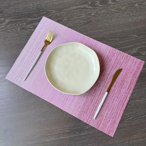 Zupro Placemats Set of 4 Woven PVC 18"x12" Everyday use-(Gradient-Pink)