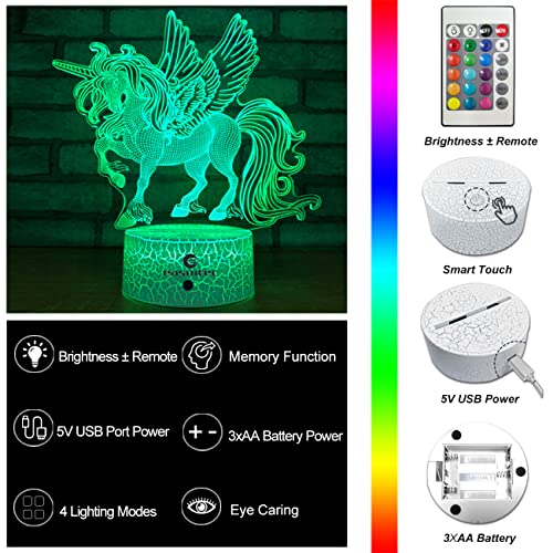 Easuntec Unicorn Gifts Night Lights For Kids With Remote & Smart Touch 7 Colors + 16 Colors Changing Dimmable Unicorn Toys 1 2 3 4 5 6 7 8 Year Old Girl Gifts (Unicorn 16Wt) #TOP5