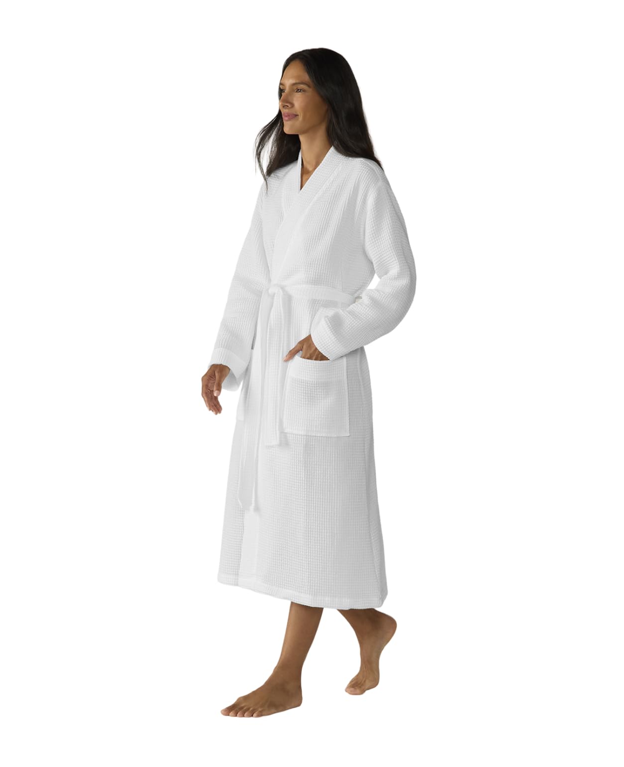 Coyuchi Unisex Organic Waffle Robe, Long Bathrobe, Cotton, Alpine White, (L-XL)
