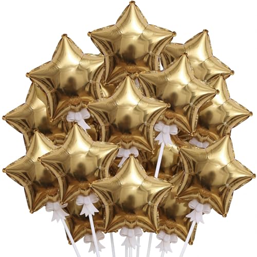 Ballons décoratifs pour fête et anniversaire : lot de 60 étoiles en aluminium avec tiges