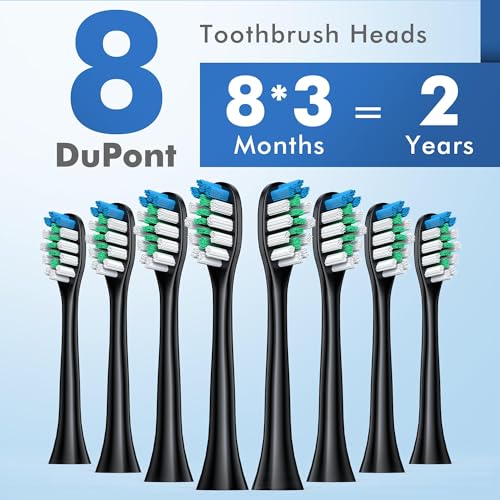 Image of Electric Toothbrush with 8 Brush Heads, Sonic Electric Toothbrush with Fast Charge 4 Hours Last 60 Days, 2-Min & 30s Smart Timer, IPX7 Waterproof (Black)