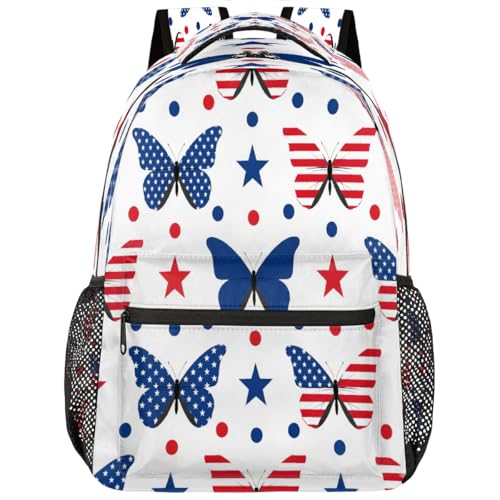 Mochila de viaje para universidad y escapadas con estampado de mariposa americana para jóvenes