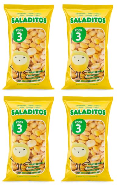 Saladitos - Haricots blancs de lupin bouillis et marinés en saumure - Haricots lupins emballés individuellement | 12 x 95 g