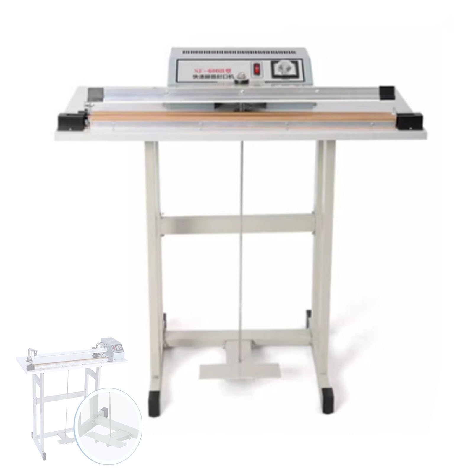 Macchina Termosaldatrice A Pedale, Sigillatrice Portatile for Sacchetti Di Plastica, Sigillatrice A Impulsi A Pedale Con Taglierina, Controllo A Pedale, for Uso Industriale E Commerciale(60cm)