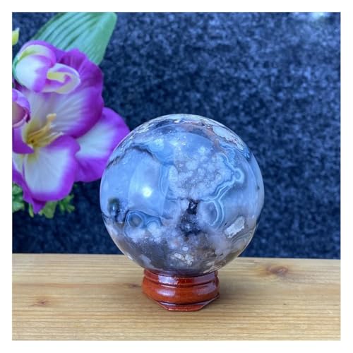 Bola de ágata de flor negra de 56mm para decoración del hogar y colección 2
