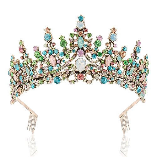 COCIDE Bronze Tiaras for Women Princess Crowns for Women Tiaras and Crown for Girls Baroque Crystal Queen Crown Rhinestone for Girl Bride Wedding Hair Accessories for Bridal Birthday Party