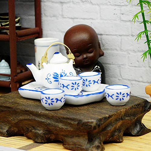 Goodilest Mini Doll Furniture Dollhouse, 6 Pcs/Set Dollhouse Tea Set Multifunctional Reusable Scale 1:12 Doll House Miniature Porcelain Tea Cup Set For Diy Toys D #TOP2