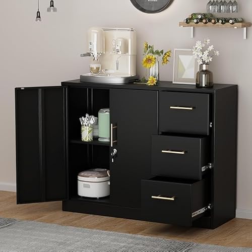 GAIOUS Lateral File Cabinet with 3 Drawers, Metal Storage Cabinet