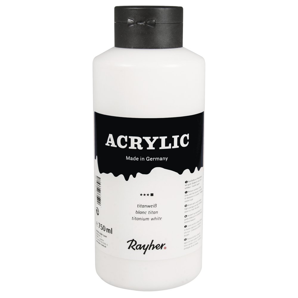 Rayher Hobby 38913101 Acrylic Paint, Non-fading and High Coverage, Titanium White, 750 ml