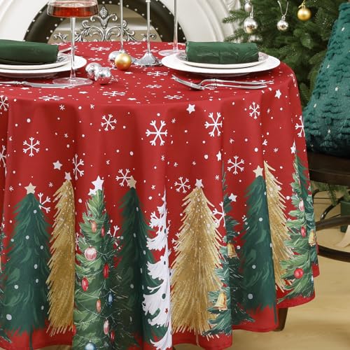 FIBORIA Tischdecke rund Weihnachten 200 cm Große Weihnachtstischdecke...
