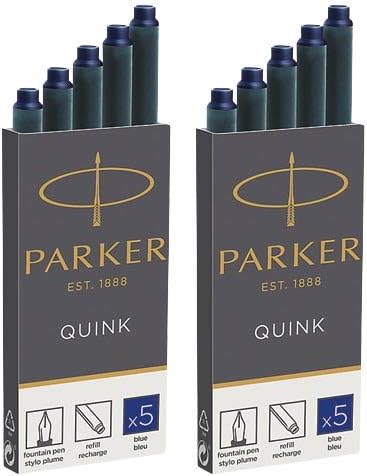 Quink Ink Cartridges - Long Size - 2 x Pack of 5 (10 in total) - Blue