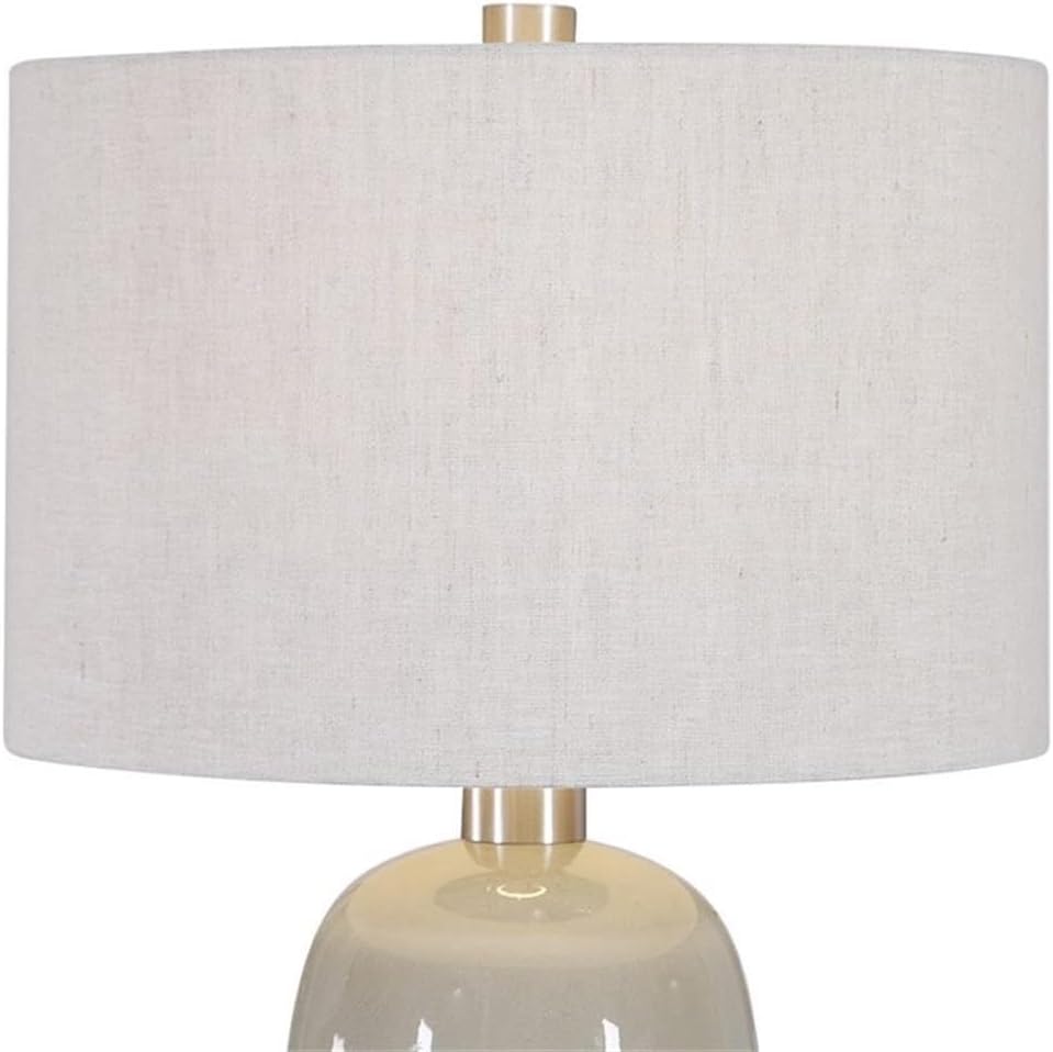 BOWERY HILL Ceramic Table Lamp, 30.25" H, Terracotta Rust Brown and Crackled Green Gray Finish, Fabric Drum Shade with Nickel Accents, 150W Type A Bulb, Home Decor Lighting for Living Room or Bedroom