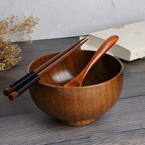 Hemoton 1Pc 13X8Cm Simple Wooden Bowl Food Bowl Handmade Wood Bowl Soup Bowls Cereal Bowls Rice Bowls Mixing Bowls Wooden Salad Bowl Individual Salad Bowls #TOP6