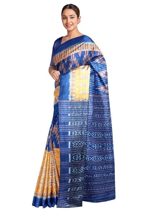 Image of Sambalpuri Cotton Saree of Odisha Ikkat Orissa Traditional Handloom Sari | Bomkai | Pata | Nuapatana | sambalpuri saree | khandua patta sare | without Blouse JH649