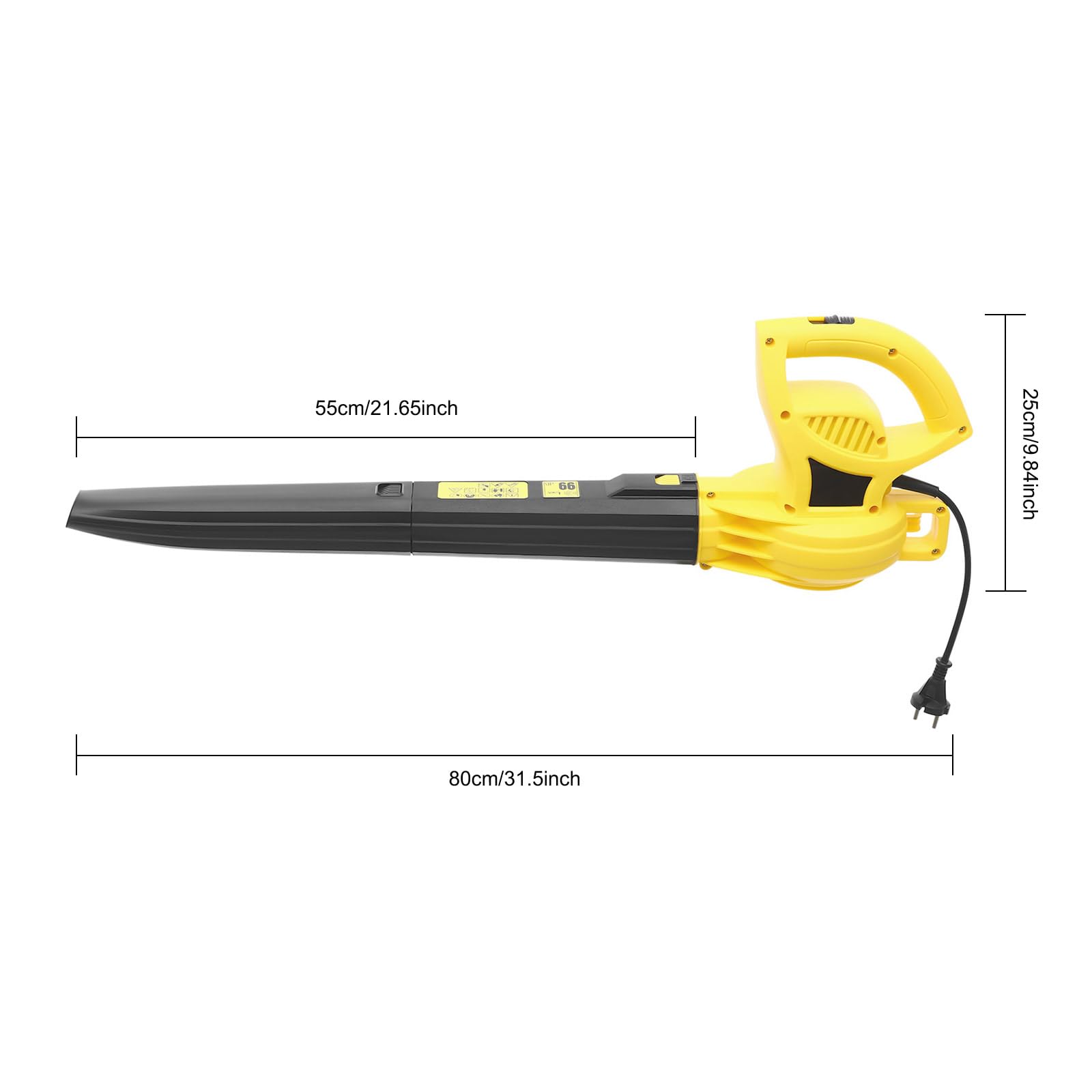 Soplador de hojas eléctrico de 2000 W con motor de cobre puro, ventilador de 2 velocidades de viento ajustable, soplador de hojas, 320 km/h, soplador de hojas manual para terrazas, jardín, cuidado del
