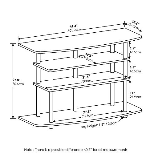 Image of Furinno Frans Turn-N-Tube TV Stand for TV Size up to 43 Inch, 4-Tier, Black Oak