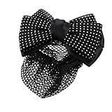 Women Dot Dec Black Bowknot Snood Net French Professional Hair Clip