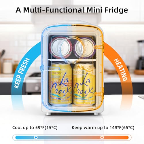 Image of Antarctic Star Compact Mini Fridge, 4L Capacity /6 Cans Portable Cooler and Warmer Compact Refrigerator, for Bedroom,Car,Office and Dorm, Small Cooler and Warmer for Cosmetics, Beverage and Food, White