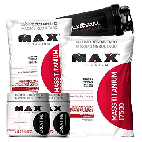 Combo Kit de Suplementos 2x Hipercalórico Massa + 2x Creatina Max Titanium – Chocolate
