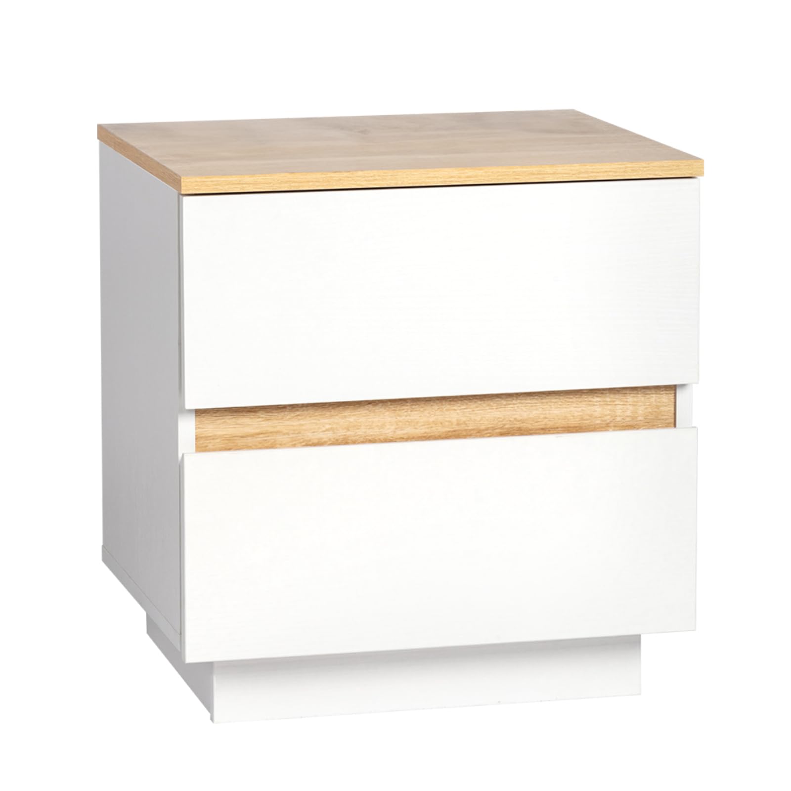 LEADZM Table de Chevet avec 2 Tiroir, Table d'appoint, Blanc 38x32x40cm