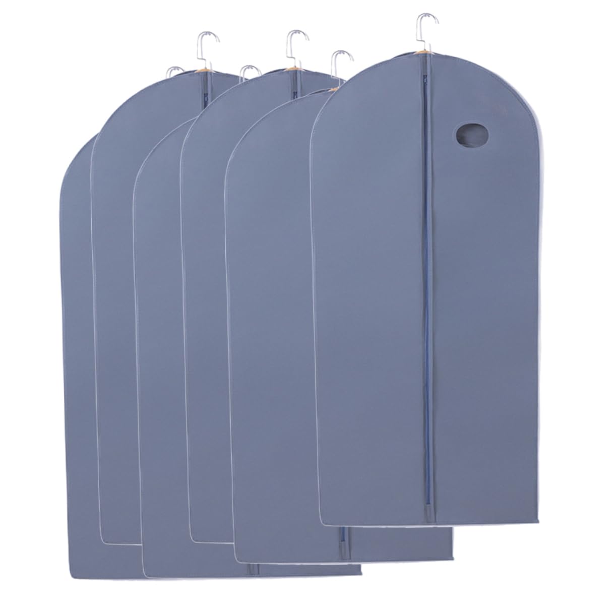 KOMBIUDA 6 Fundas Protectoras de Ropa Transpirables para Trajes y Abrigos, Almacenamiento Organizado y Protección Polvo, Color Gris