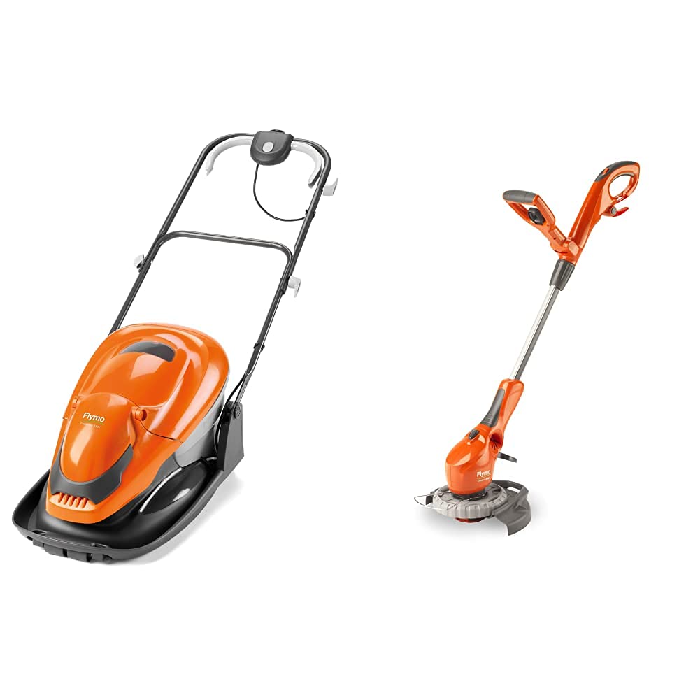 Flymo EasiGlide 330 V Hover Collect Lawn Mower - 1700 W Motor, 33 cm Cutting Width, 20 Litre Grass Box, 10 m Cable Length & Contour 650E Electric Grass Trimmer and Edger, 650 W, Cutting Width 30 cm