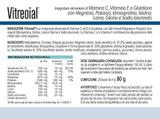 BIOFTA® VITREOIAL - Integratore alimentare supporto al corpo vitreo, alterazioni visive come le "mosche volanti", Vitamine, Glutatione, Sali m., Aminoacidi, Acido ialuronico - 20 buste