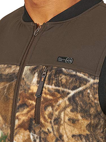 ATG by Wrangler Men's Fleece Bomber Vest, Realtree Edge/turkish Coffee, 3X/Tall