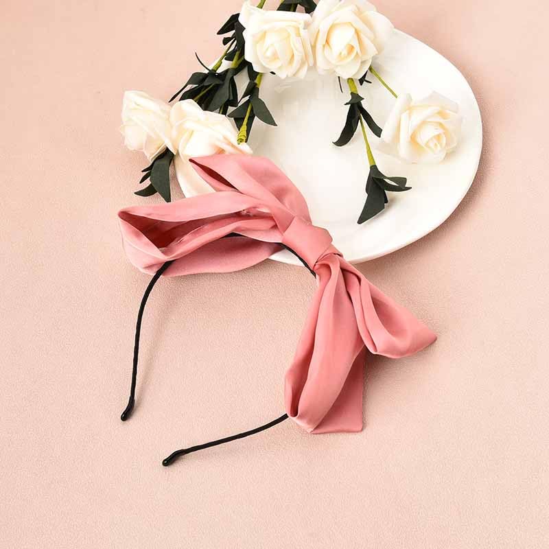 New! THE BIG BOW in Pink Belle Linen Silk Blend Wired Ribbon Statement Headband Fuchsia Pink Silk Headband Bandeau With Matching Bow  main image 4