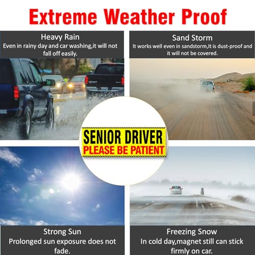 Image of Senior Driver Car Magnet - Reflective Please Be Patient Sign for Vehicle