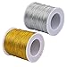2 Rollen Metallic Lametta Schnur für Handwerk, 200m Silber und Gold Metallic Kordel mit Spule, 1mm Funkeln Fäden Metallisch Lametta Seil für Schmuck Geschenkpapier Weihnachten Dekoration Hängen Karte