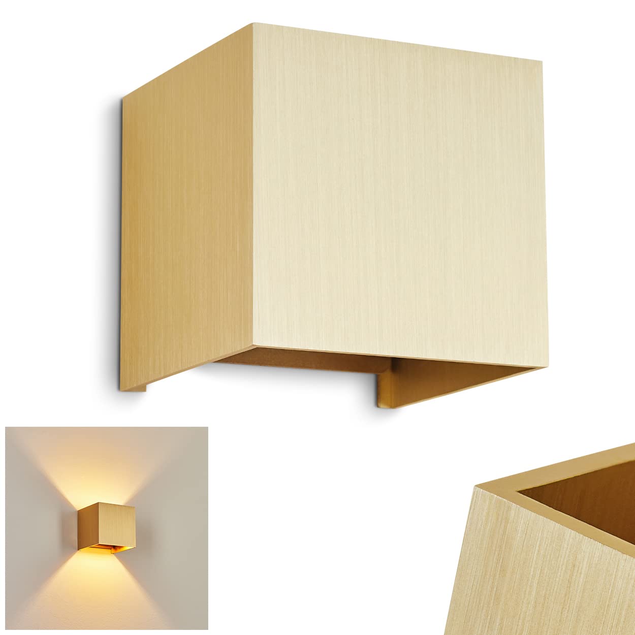 Hofstein Gold Wall Lamp Badajoz, Modern Wall Lamp Made Of Metal In Colour, Angular Light With Light Effect Through Adjustable Lampshade, 1-Flame, 1 X G9, Without Bulb