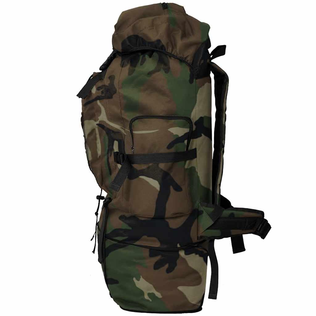 Duży plecak 100 l w stylu wojskowym, wytrzymały plecak turystyczny na przygody na świeżym powietrzu, trekking i kemping, 42 x 21 x 78 cm, kamuflaż, wielokolorowa, L, Rzemieślnik