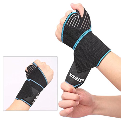 Natuceリストガード 手首用サポーター リストサポート フリーサイズ 親指ループ付き 男女適用 3色選択 (ブルー)