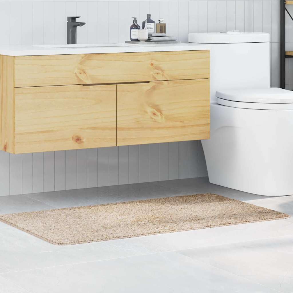 Rutschfeste Badmatte Creme 70 x 120 cm PP mit Latex-Rückseite für Badezimmer Sicherheit Komfort langlebig waschbar