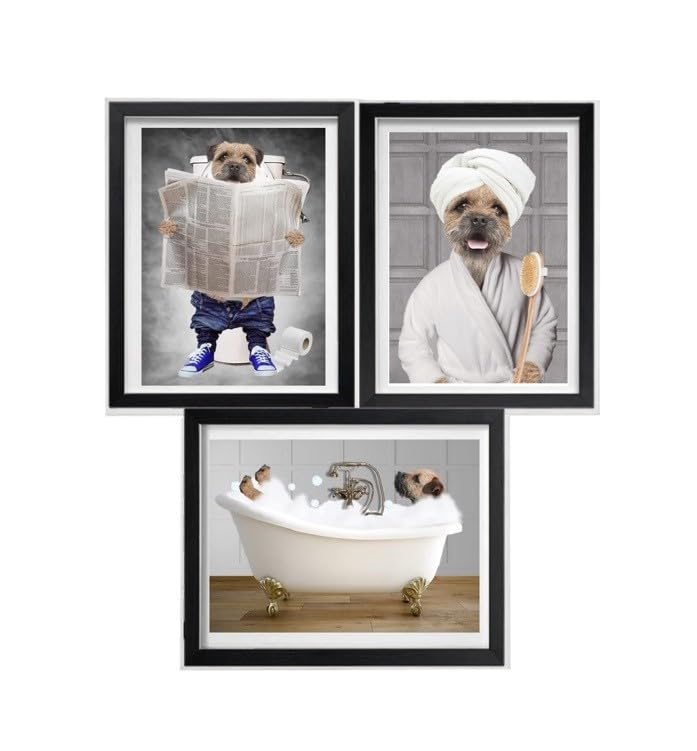 Impression Border Terrier A4 pour déco de salle de bain humoristique