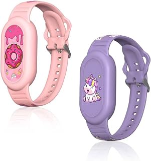 Silikonarmbandhalter für Samsung Galaxy SmartTag2 2023, 2 verstellbare wasserdichte Armbänder & 2 Abdeckungen inkl. Anleitung. Kindersicheres Silikon, 360° Schutz, stoßfest & kratzfest (Lila + Rosa)