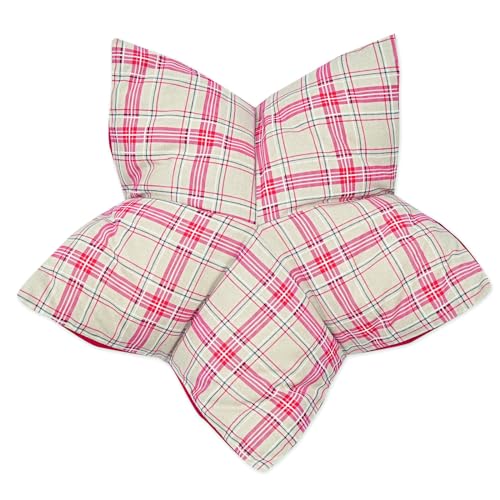 Aumüller Sternenkissen Karo, Beige/Rot - 70 cm - Liegekissen für Hunde und Katzen