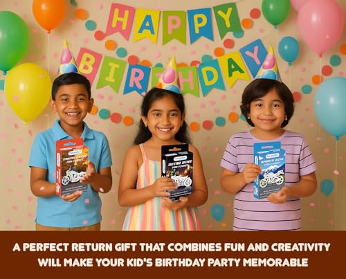 Image of Funvention Birthday Return Gifts (Pack of 12) Fun Fidgets - Bike Series | DIY Mini Mechanical Models 3D Puzzle Return Favours for Kids Birthday Party 5+ Years Made in India Toys Return Gift, Silver