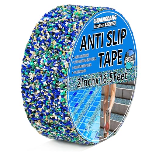 Image of Blue Rubber Anti Slip Tape 2Inchx16.5Feet,Blue Non Slip Tape for Pool,Stair Steps,Bathroom,Trails,tub,Boats,ramp,Stairs Grip Tape,No Skid, High Traction Friction