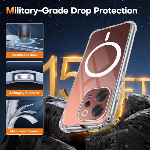Image of Jkobi Shockproof Crystal-Clear Back Cover for Vivo V70 | Vivo V70 Elite 5G (Magsafe Wireless Support | Drop & Camera Protection | Hard Polycarbonate)
