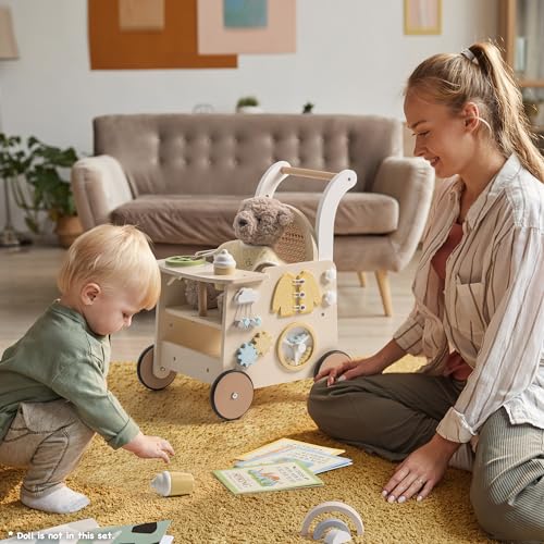 ROBOTIME Baby Walker, Wooden Pram Toy, Push Along Walker Pushchair, Educational Toy Gift for Boys Girls, Safe First Step Walker with Under-Seat Storage for Age 10 Months+ - Image 8
