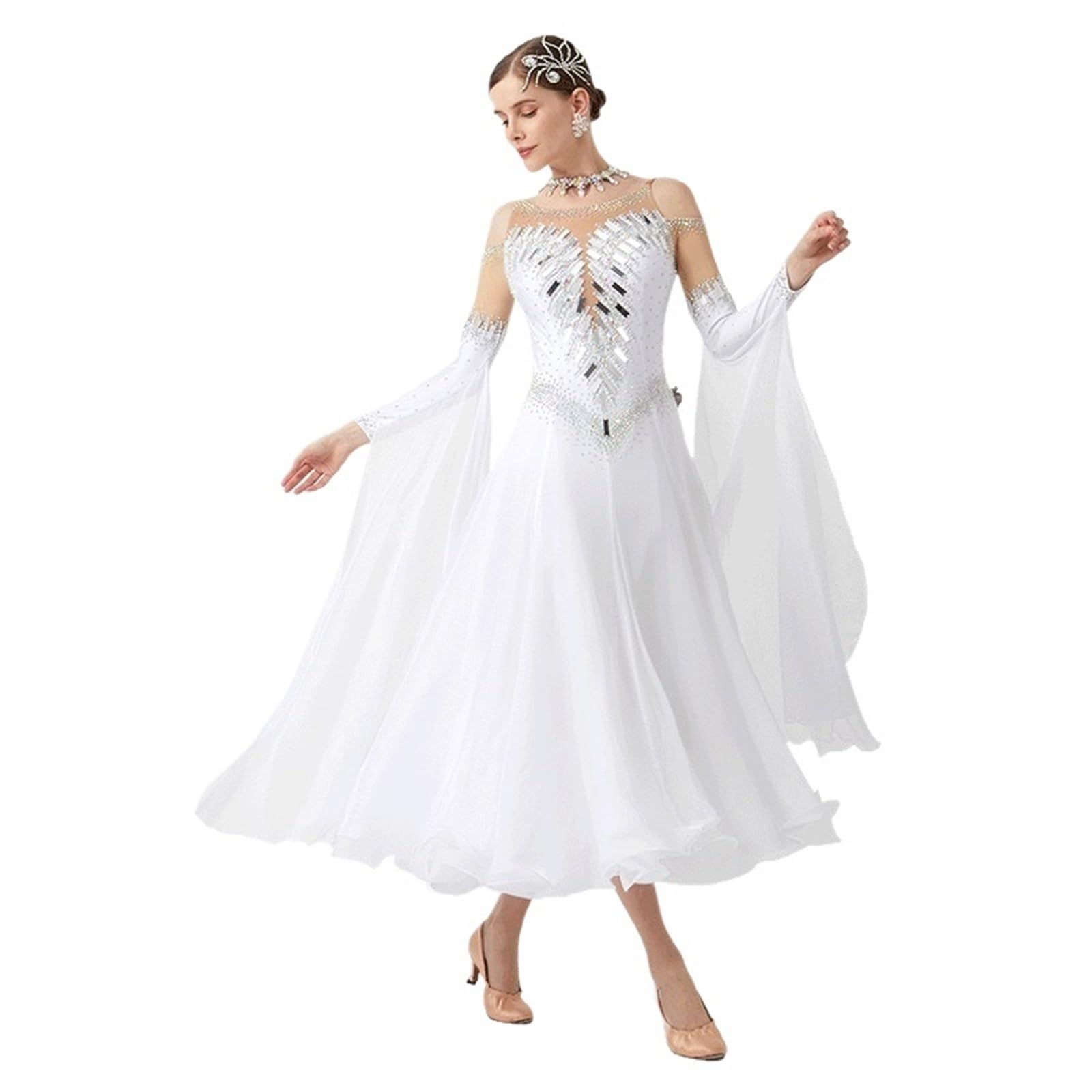 Trikot Mädchen Frauen Modern Dance Strass Farbe Vielfalt Kleid Ballsaal Nationalen Standard Walzer Wettbewerb Leistung