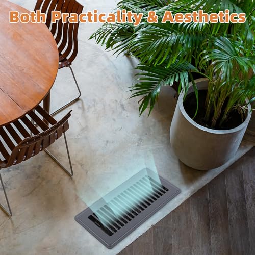 Image of Floor Register 4 x 10-8 Pack Gray Floor Vents, Heavy-Duty Steel Adjustable Airflow Floor Vent Covers, Rust-Resistant Vent Cover are Suitable for Living Room, Bedroom and Bathroom