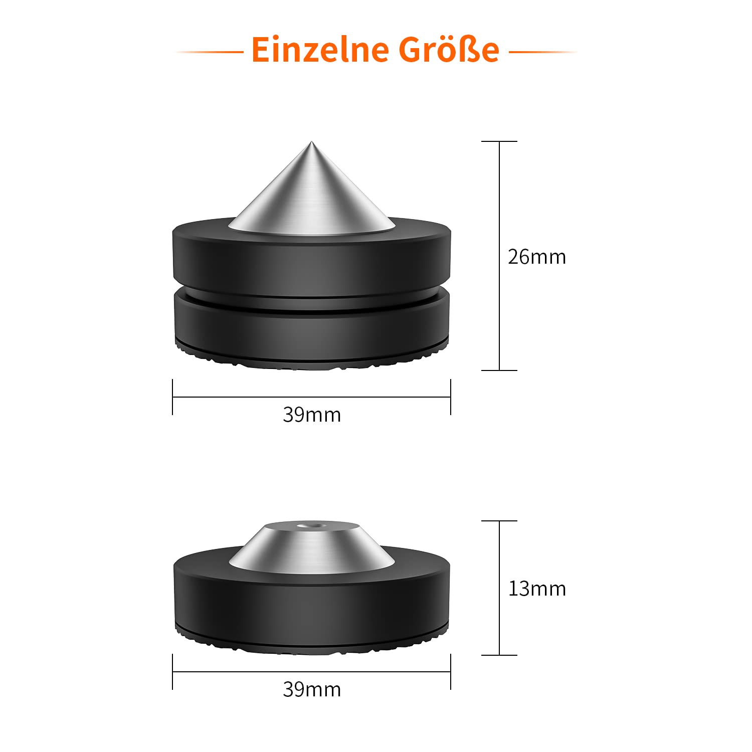 Tertullus Juego de 4 tapones para altavoces POM de acero inoxidable y arandelas, almohadillas para altavoces, tocadiscos y dispositivos HiFi